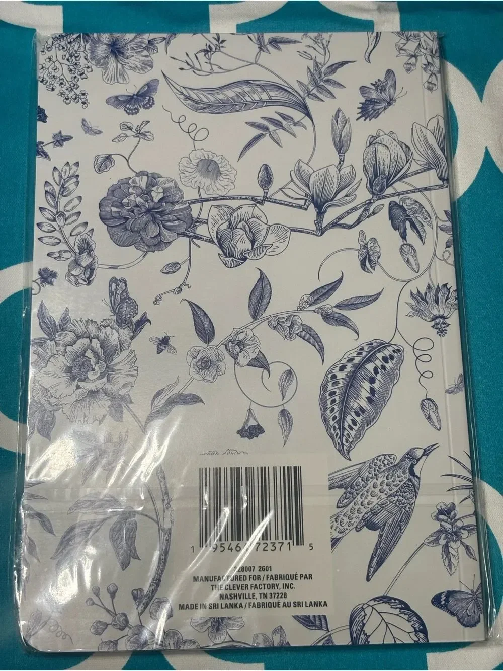 New BE STILL Inspirational Journal - White with Navy Botanical Print